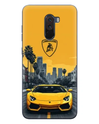 Чехол для Xiaomi POCO F1 с картинкой «Желтый Lamborghini город»