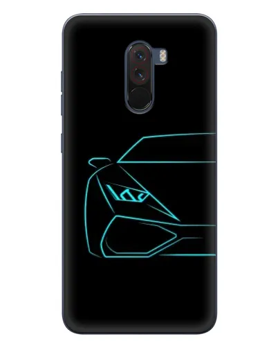Чехол для Xiaomi POCO F1 с картинкой «Голубой силуэт Lamborghini»
