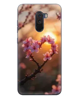 Чехол для Xiaomi POCO F1 с картинкой «Розовый цвет сердце на фоне заката» Чехол для Xiaomi POCO F1 с картинкой «Розовый цвет сердце на фоне заката»