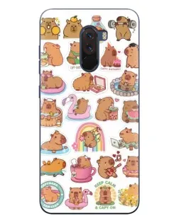Чехол для Xiaomi POCO F1 с картинкой «Капибары набор»