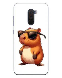 Чехол для Xiaomi POCO F1 с картинкой «Капибара в очках»