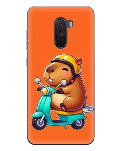 Чехол для Xiaomi POCO F1 с картинкой «Капибара на скутере»