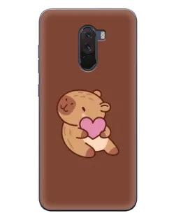 Чехол для Xiaomi POCO F1 с картинкой «Капибара с сердцем»
