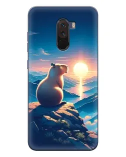 Чехол для Xiaomi POCO F1 с картинкой «Закат солнца с капибарой»