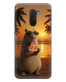 Чехол для Xiaomi POCO F1 с картинкой «Капибара с пиццей»