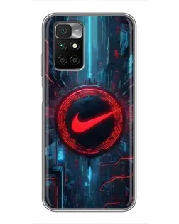 Чехол для Xiaomi Redmi 10 с картинкой «Техногенный стиль Nike» Чехол для Xiaomi Redmi 10 с картинкой «Техногенный стиль Nike»