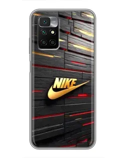 Чехол для Xiaomi Redmi 10 с картинкой «Золотой Nike на металле» Чехол для Xiaomi Redmi 10 с картинкой «Золотой Nike на металле»