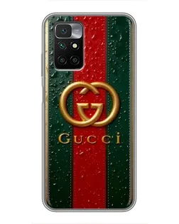 Чохол для Xiaomi Redmi 10 з картинкою «Gucci — фірмова смуга та золото» Чохол для Xiaomi Redmi 10 з картинкою «Gucci — фірмова смуга та золото»