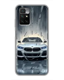 Чохол для Xiaomi Redmi 10 з картинкою «BMW у світлі фар»