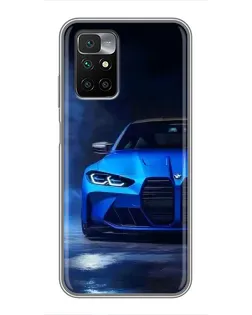 Чохол для Xiaomi Redmi 10 з картинкою «Блакитна BMW M4»