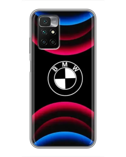 Чехол для Xiaomi Redmi 10 с картинкой «Логотип BMW и неоновые дуги»