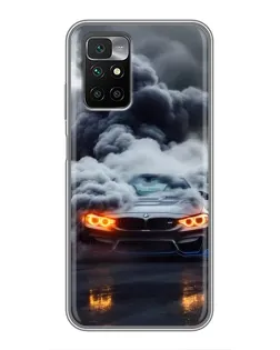 Чохол для Xiaomi Redmi 10 з картинкою «BMW у диму»