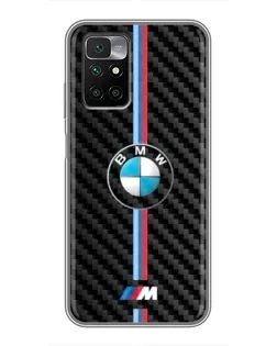 Чохол для Xiaomi Redmi 10 з картинкою «Емблема BMW та карбон»