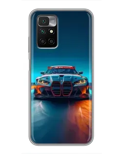 Чохол для Xiaomi Redmi 10 з картинкою «BMW — вогні неону»