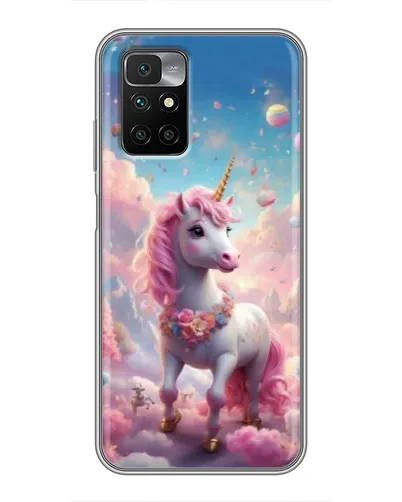 Чехол для Xiaomi Redmi 10 с картинкой «Единорог среди облаков»