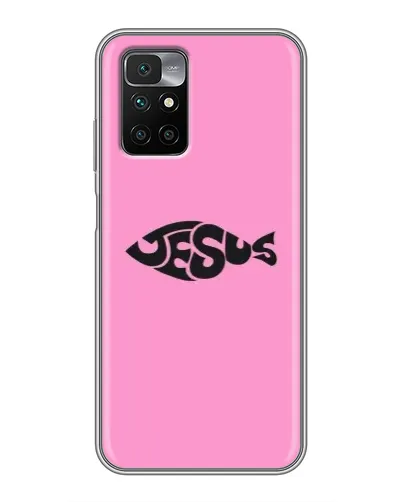 Чехол для Xiaomi Redmi 10 с картинкой «Розовый символ  Jesus»
