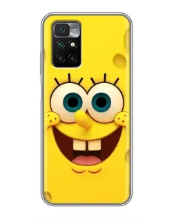 Чехол для Xiaomi Redmi 10 с картинкой «Губка Боб улыбка»