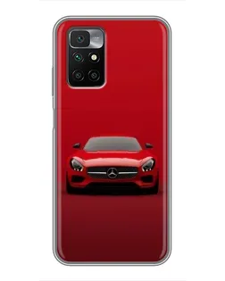 Чехол для Xiaomi Redmi 10 с картинкой «Красный Mercedes AMG»
