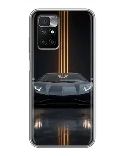 Чохол для Xiaomi Redmi 10 з картинкою «Lamborghini золоті лінії»