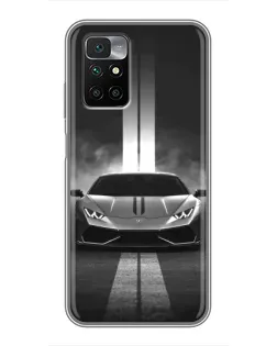 Чехол для Xiaomi Redmi 10 с картинкой «Lamborghini симметрия дорог»