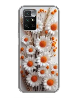 Чехол для Xiaomi Redmi 10 с картинкой «Белые сухоцветы»