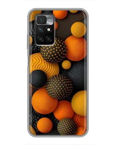 Чехол для Xiaomi Redmi 10 с картинкой «Объемные оранжевые сферы»