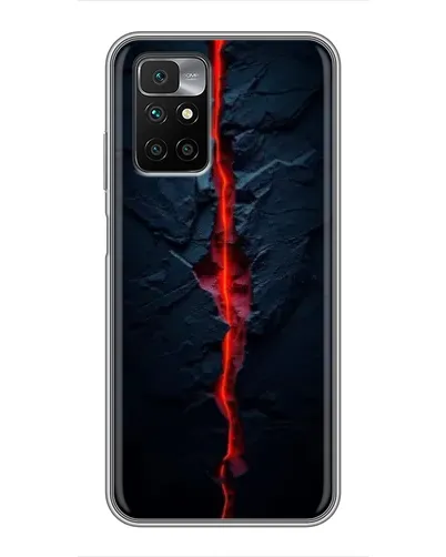 Чехол для Xiaomi Redmi 10 с картинкой «Kрасная лавовая трещина»