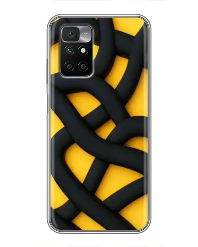 Чехол для Xiaomi Redmi 10 с картинкой «Черное желтое переплетение»