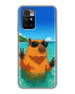 Чехол для Xiaomi Redmi 10 с картинкой «Морская капибара»