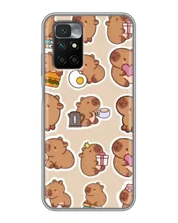 Чехол для Xiaomi Redmi 10 с картинкой «Капибары паттерн»