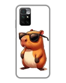Чехол для Xiaomi Redmi 10 с картинкой «Капибара в очках»