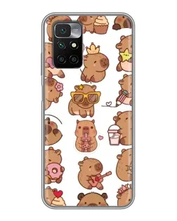Чехол для Xiaomi Redmi 10 с картинкой «Стикерпак с капибарами»