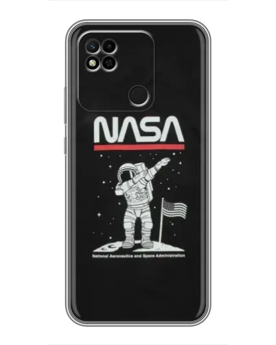 Чехол для Xiaomi Redmi 10A с картинкой «NASA — шагаем по Луне»