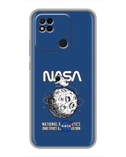 Чехол для Xiaomi Redmi 10A с картинкой «NASA — лунная миссия»