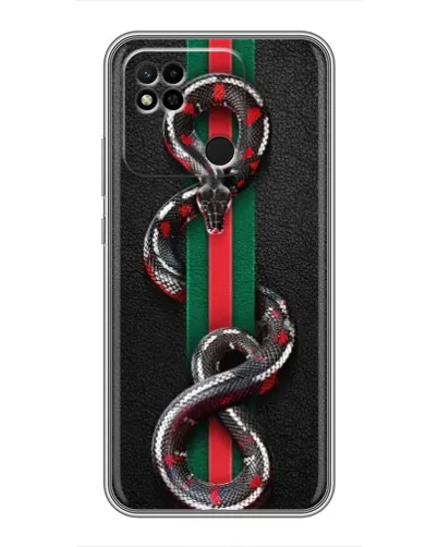 Чехол для Xiaomi Redmi 10A с картинкой «Gucci — змея на полосе» Чехол для Xiaomi Redmi 10A с картинкой «Gucci — змея на полосе»
