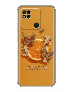 Чохол для Xiaomi Redmi 10A з картинкою «Gucci — золоті метелики»