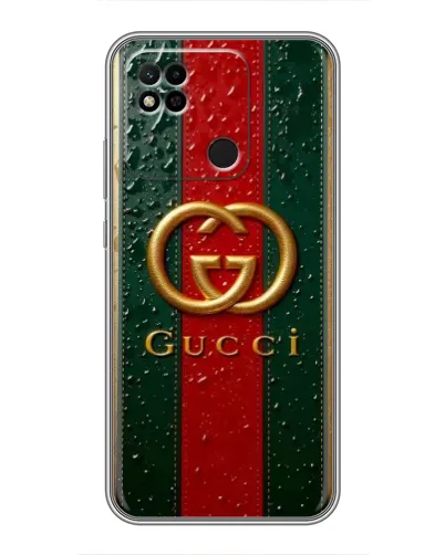 Чехол для Xiaomi Redmi 10A с картинкой «Gucci — фирменная полоса и золото» Чехол для Xiaomi Redmi 10A с картинкой «Gucci — фирменная полоса и золото»