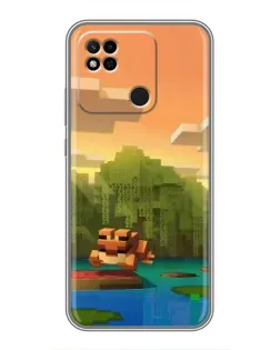 Чехол для Xiaomi Redmi 10A с картинкой «Майнкрафт закат солнца»