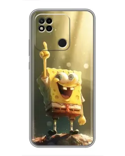 Чехол для Xiaomi Redmi 10A с картинкой «Сияющий Спанч Боб»