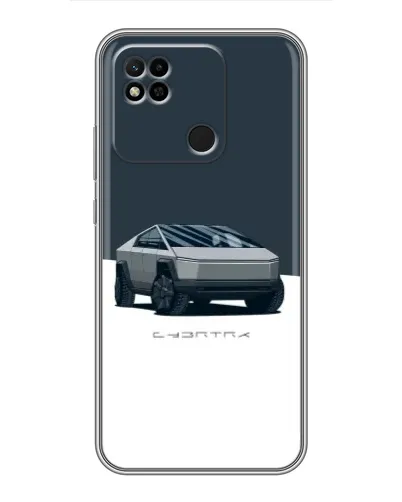 Чехол для Xiaomi Redmi 10A с картинкой «Серебристый Cybertruck Tesla»