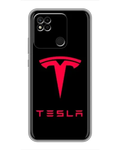 Чехол для Xiaomi Redmi 10A с картинкой «Tesla Red Logo»