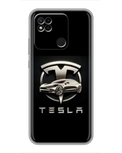 Чехол для Xiaomi Redmi 10A с картинкой «Tesla — серебристое авто»