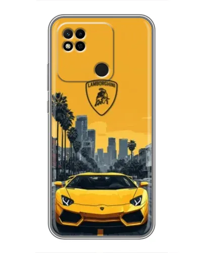 Чехол для Xiaomi Redmi 10A с картинкой «Желтый Lamborghini город»