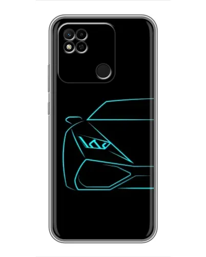 Чехол для Xiaomi Redmi 10A с картинкой «Голубой силуэт Lamborghini»