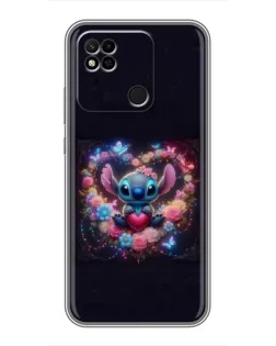 Чехол для Xiaomi Redmi 10A с картинкой «Stitch в цветах»