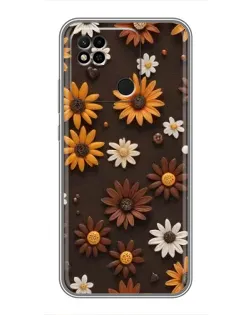 Чехол для Xiaomi Redmi 10A с картинкой «Узор из маленьких подсолнухов»