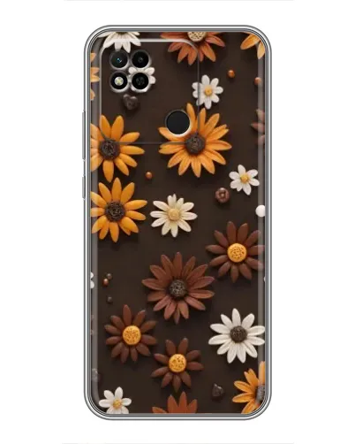 Чехол для Xiaomi Redmi 10A с картинкой «Узор из маленьких подсолнухов»