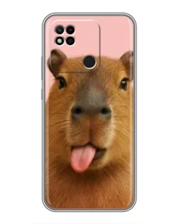 Чехол для Xiaomi Redmi 10A с картинкой «Капибара с языком»
