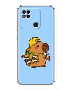Чехол для Xiaomi Redmi 10A с картинкой «Капибара на скейте»