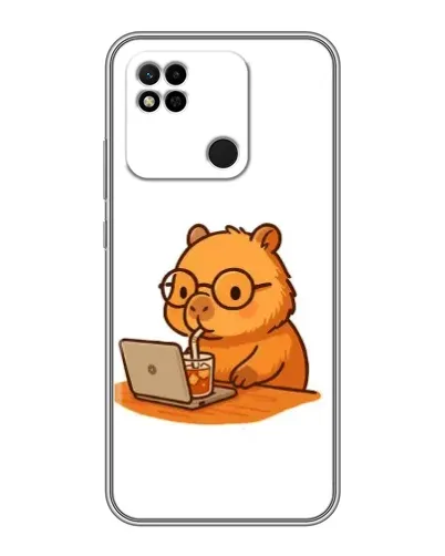 Чехол для Xiaomi Redmi 10A с картинкой «Капибара с ноутбуком»